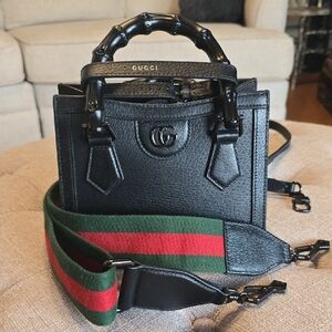 RARE Gucci Web Diana Mini ALL BLACK